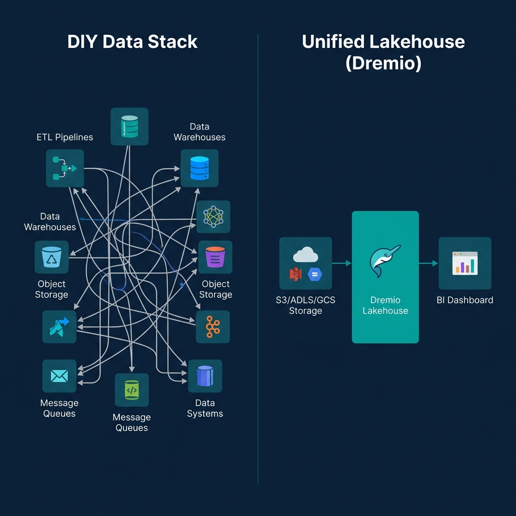 Diagram showing an unmanaged DIY cluster versus a unified Platform orchestrating the maintenance